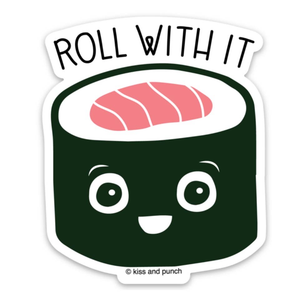 Roll With It Sushi Vinyl Sticker-Decorative Stickers > Arts & Entertainment > Hobbies & Creative Arts > Arts & Crafts > Art & Crafting Materials > Embellishments & Trims > Decorative Stickers-Quinn's Mercantile