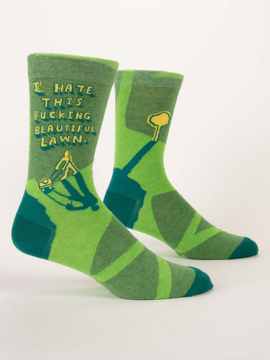 I Hate This Fucking Beautiful Lawn Men's Crew Socks-Apparel > Apparel & Accessories > Clothing > Underwear & Socks-Quinn's Mercantile