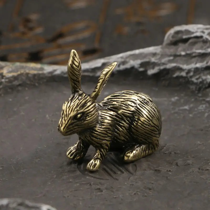 Mini Brass Zodi Rabbit Figurine-Home Decor > Home & Garden > Decor > Figurines-Quinn's Mercantile