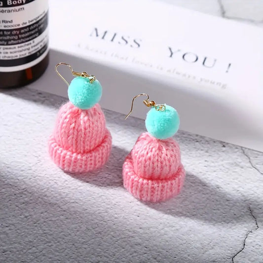 Knit Hat Earrings-Jewelry > Apparel & Accessories > Jewelry > Earrings-Quinn's Mercantile