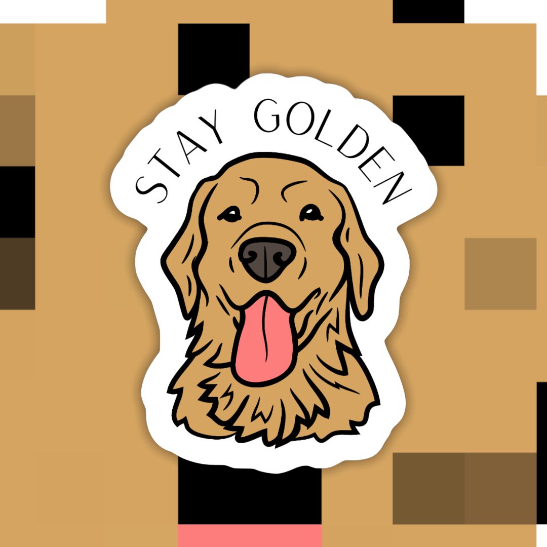 Stay Golden Dog Sticker-Decorative Stickers > Arts & Entertainment > Hobbies & Creative Arts > Arts & Crafts > Art & Crafting Materials > Embellishments & Trims > Decorative Stickers-Quinn's Mercantile