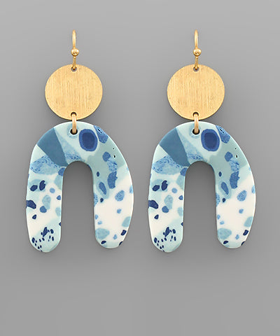 Arch Shape Clay Disk Earrings-Apparel & Accessories > Jewelry > Earrings-Quinn's Mercantile