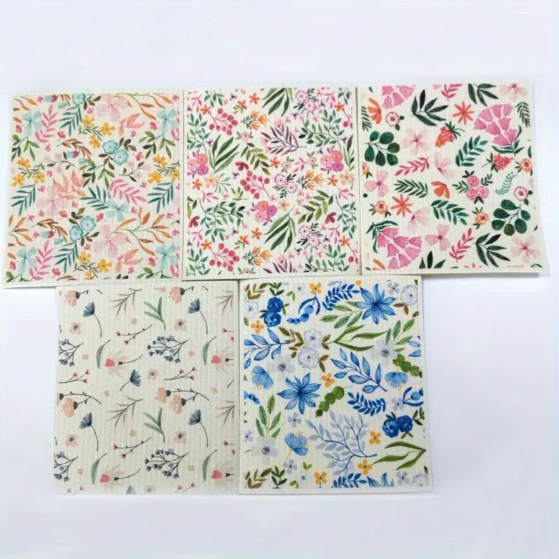 Floral Swedish Dish Cloth-textiles > Home & Garden > Linens & Bedding > Towels > Bath Towels & Washcloths-Quinn's Mercantile