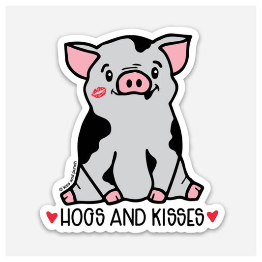 Cute Hogs and Kisses Vinyl Sticker-Decorative Stickers > Arts & Entertainment > Hobbies & Creative Arts > Arts & Crafts > Art & Crafting Materials > Embellishments & Trims > Decorative Stickers-Quinn's Mercantile