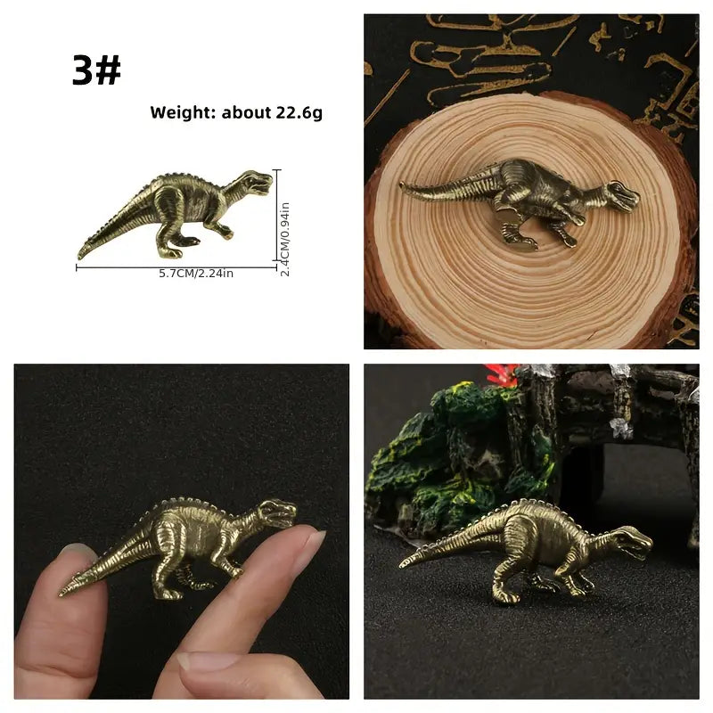 Mini Brass Dinosaur Figurines-Home Decor > Home & Garden > Decor > Figurines-Quinn's Mercantile