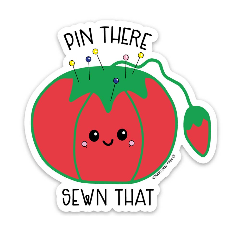 Tomato Pin Cushion Vinyl Sticker-Decorative Stickers > Arts & Entertainment > Hobbies & Creative Arts > Arts & Crafts > Art & Crafting Materials > Embellishments & Trims > Decorative Stickers-Quinn's Mercantile