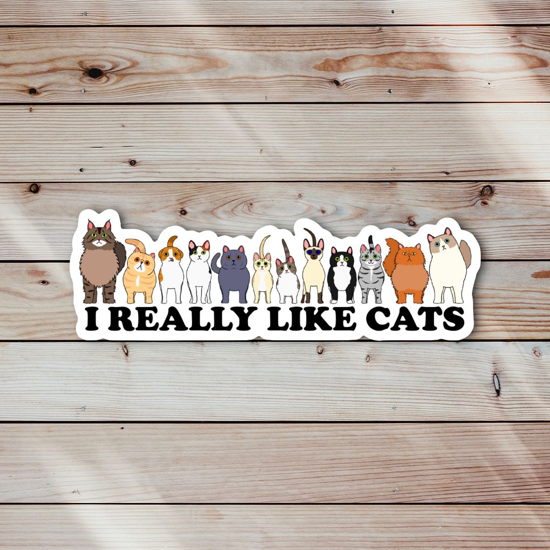 I Really Like Cats Sticker-Decorative Stickers > Arts & Entertainment > Hobbies & Creative Arts > Arts & Crafts > Art & Crafting Materials > Embellishments & Trims > Decorative Stickers-Quinn's Mercantile