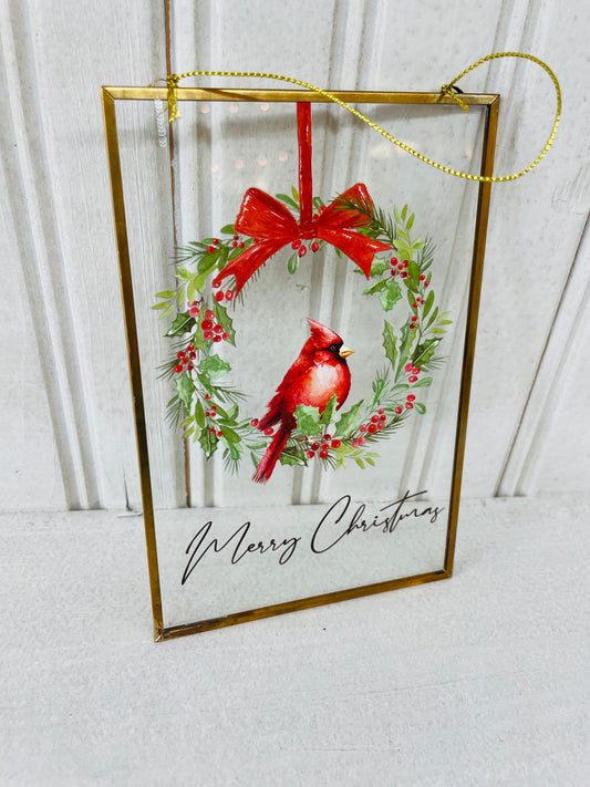 Framed Cardinal Ornament-christmas > Home & Garden > Decor > Seasonal & Holiday Decorations > Holiday Ornaments-Quinn's Mercantile