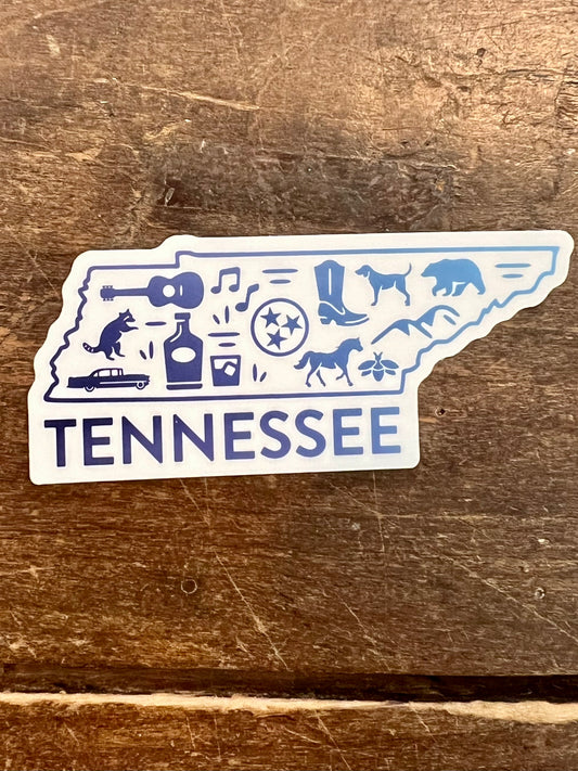 Tennessee State Outline Sticker-Decorative Stickers > Arts & Entertainment > Hobbies & Creative Arts > Arts & Crafts > Art & Crafting Materials > Embellishments & Trims > Decorative Stickers-Quinn's Mercantile