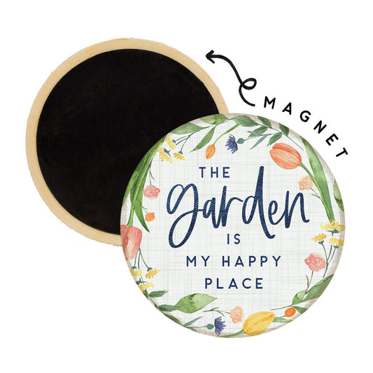 Garden Happy Place Magnet-Gifts > Home & Garden > Decor > Refrigerator Magnets-Quinn's Mercantile