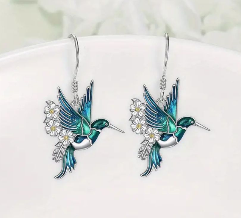 Hummingbird Daisy Earrings-Apparel & Accessories > Jewelry > Earrings-Quinn's Mercantile