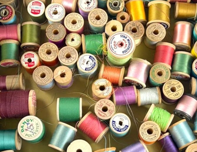 Vintage Wooden Thread Spools-Arts & Entertainment > Hobbies & Creative Arts > Arts & Crafts > Art & Crafting Materials > Crafting Fibers > Thread & Floss-Quinn's Mercantile