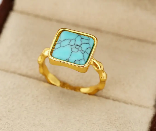 Square Turquoise Ring Size 8-Jewelry > Apparel & Accessories > Jewelry > Rings-Quinn's Mercantile