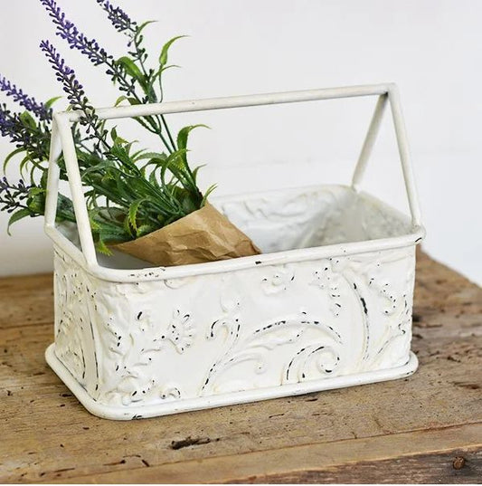 White Tin Caddy-For the Home-Quinn's Mercantile