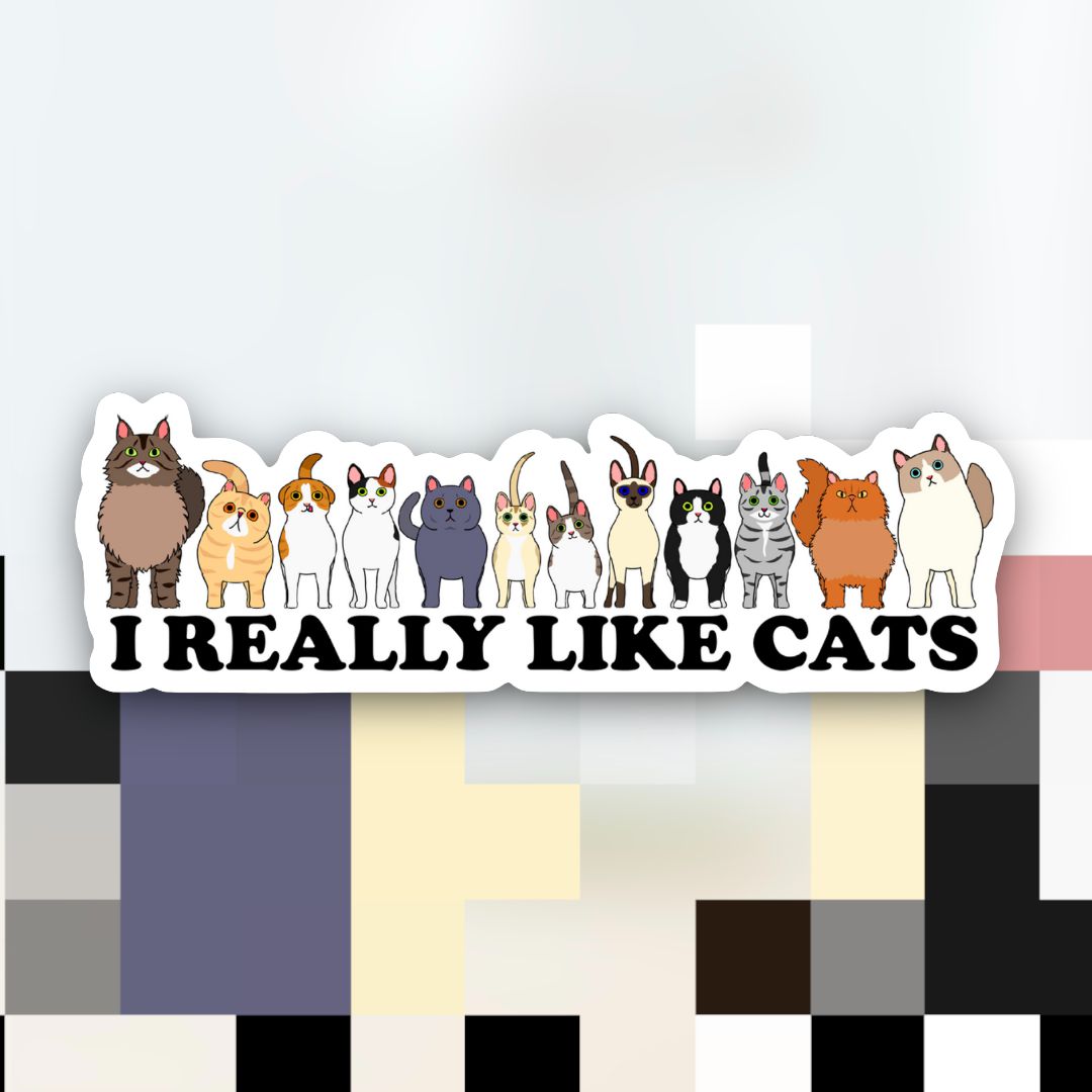 I Really Like Cats Sticker-Decorative Stickers > Arts & Entertainment > Hobbies & Creative Arts > Arts & Crafts > Art & Crafting Materials > Embellishments & Trims > Decorative Stickers-Quinn's Mercantile