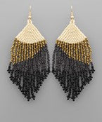 Seed Bead Color Block Fringe Earrings-Jewelry > Apparel & Accessories > Jewelry > Earrings-Quinn's Mercantile