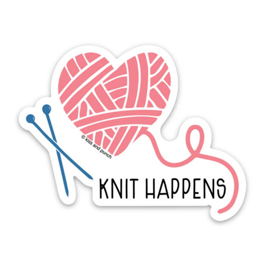 Knit Happens Vinyl Sticker-Decorative Stickers > Arts & Entertainment > Hobbies & Creative Arts > Arts & Crafts > Art & Crafting Materials > Embellishments & Trims > Decorative Stickers-Quinn's Mercantile