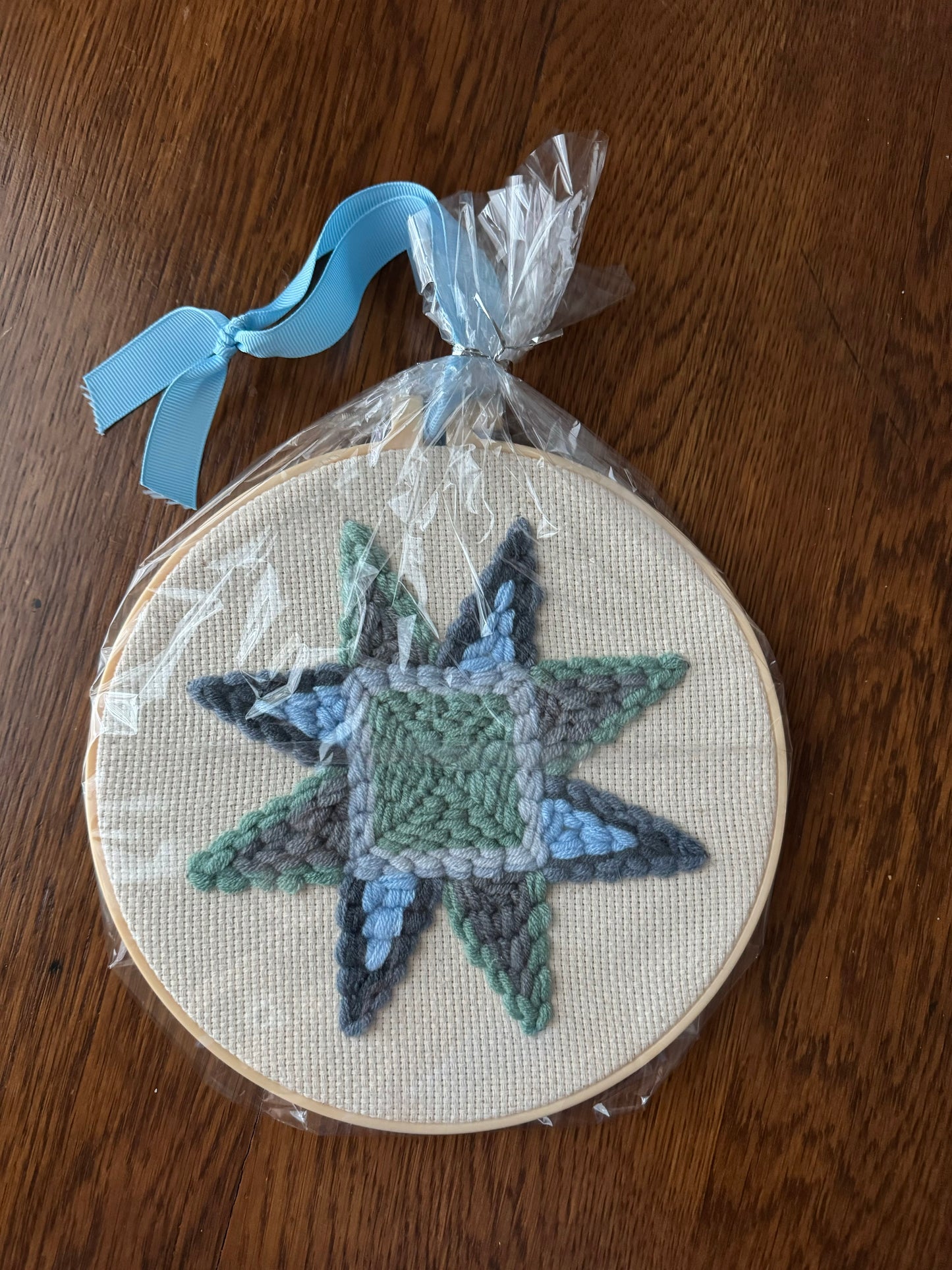 Quilted Star Pattern Punch Needle Hoop-Wall Decor > Home & Garden > Decor > Artwork-Quinn's Mercantile