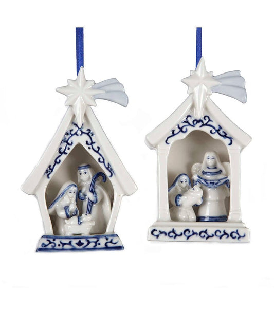 Delft Blue Holy Family Ornament-For the Home > home & Garden > Decor > Seasonal & Holiday Decorations > Holiday Ornaments-Quinn's Mercantile