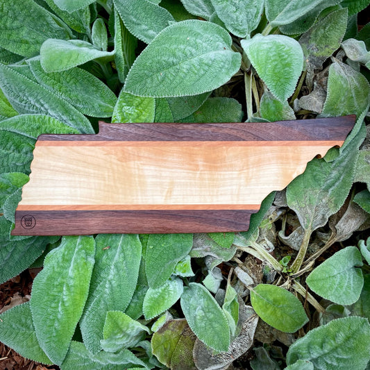 Handcrafted Tennessee State Maple Cherry Walnut Charcuterie Board-handmade > Home & Garden > Kitchen & Dining > Kitchen Tools & Utensils > Cutting Boards-Quinn's Mercantile