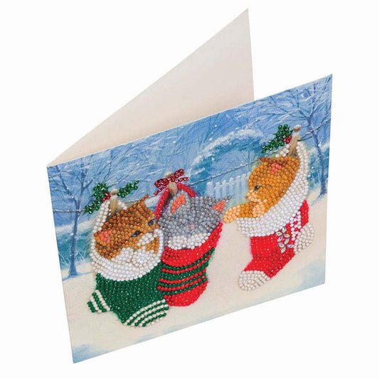 Crystal Art Card Kit: Christmas Kittens-Arts & Entertainment > Hobbies & Creative Arts > Arts & Crafts > Art & Craft Kits-Quinn's Mercantile