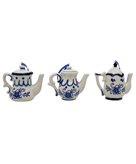 Delft Blue Teapot Ornaments-For the Home > home & Garden > Decor > Seasonal & Holiday Decorations > Holiday Ornaments-Quinn's Mercantile