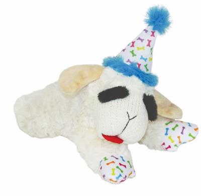 Lamb Chop with Birthday Hat Dog Toy-Furry Friends > Animals & Pet Supplies > Pet Supplies > Dog Supplies > Dog Toys-Quinn's Mercantile